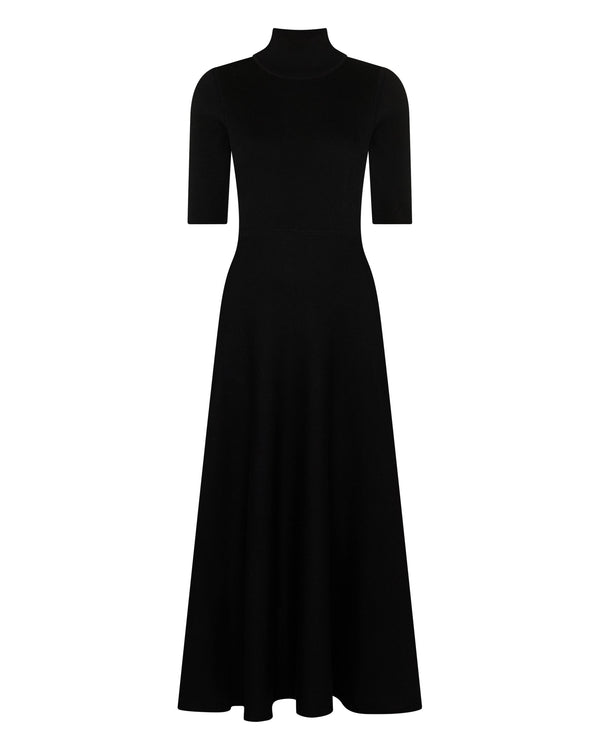 N.peal Women's Mock Neck Midi Cashmere Silk Dress In Black