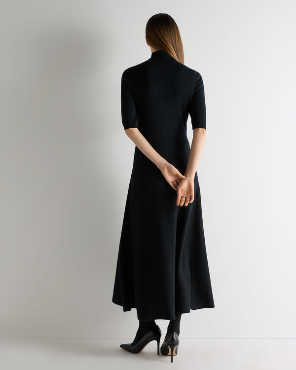 N.peal Women's Mock Neck Midi Cashmere Silk Dress In Black