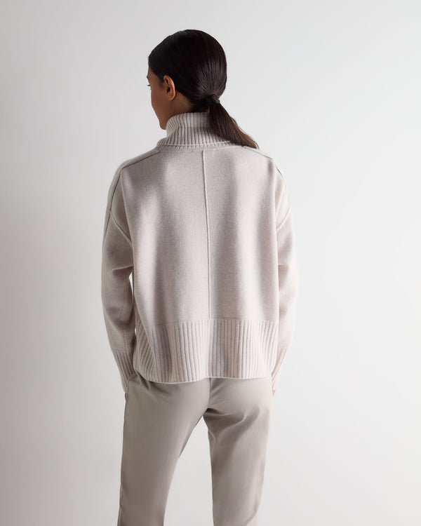 N.peal Women's Mollie Metal Turtle Neck Cashmere Sweater In Frost White