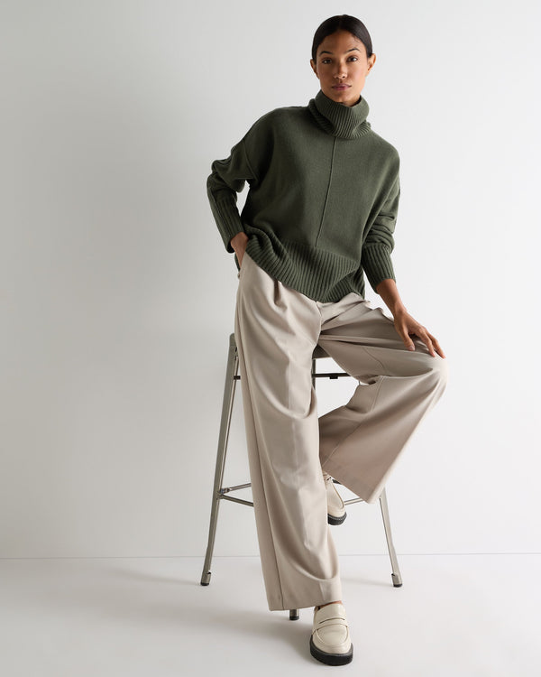 N.peal Women's Mollie Metal Turtle Neck Cashmere Sweater In Army Green