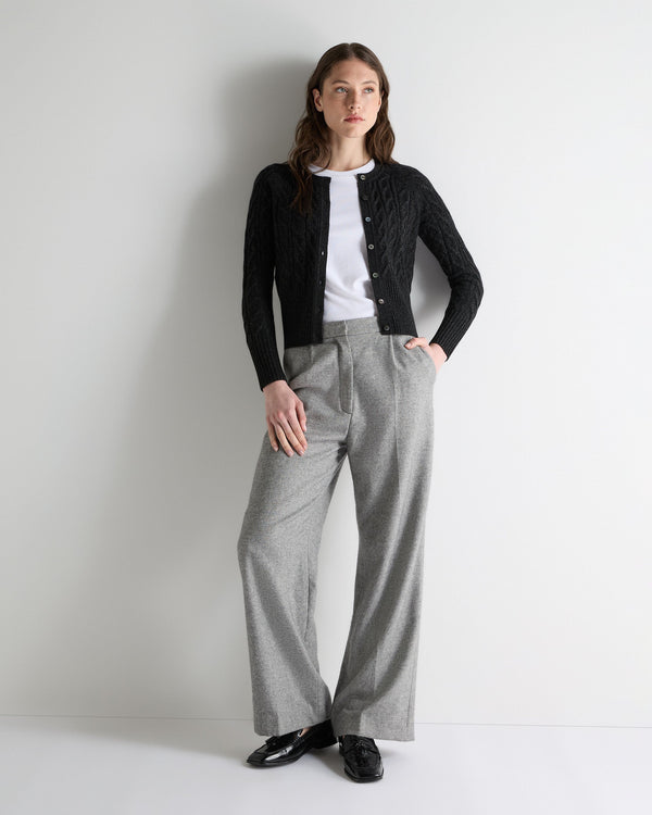 N.peal Women's Myla Cable Cashmere Cardigan In Charcoal Grey Melange