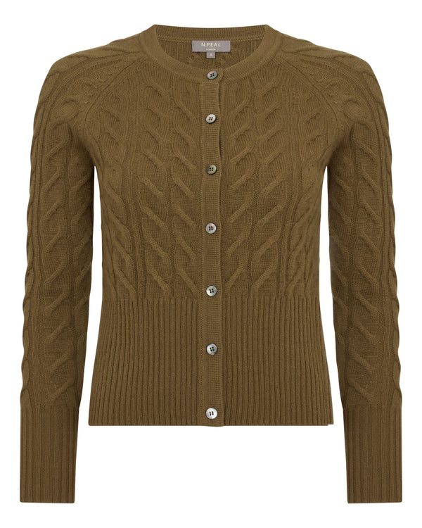 N.peal Women's Myla Cable Cashmere Cardigan In Cinnamon Brown