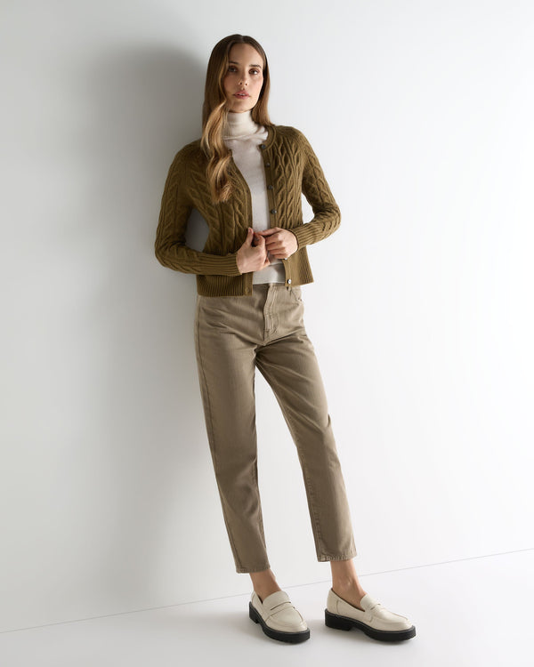 N.peal Women's Myla Cable Cashmere Cardigan In Cinnamon Brown