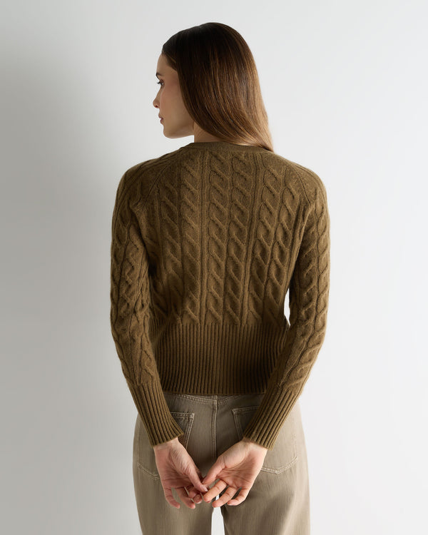 N.peal Women's Myla Cable Cashmere Cardigan In Cinnamon Brown