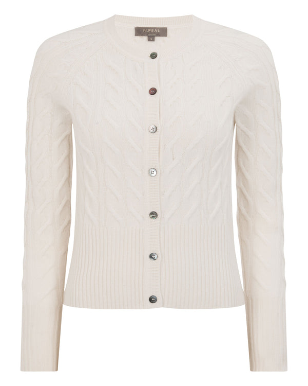 N.peal Women's Myla Cable Cashmere Cardigan In New Ivory White