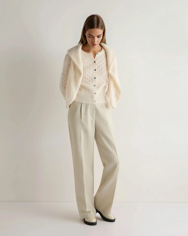 N.peal Women's Myla Cable Cashmere Cardigan In New Ivory White