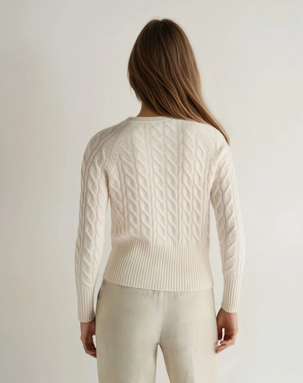 N.peal Women's Myla Cable Cashmere Cardigan In New Ivory White