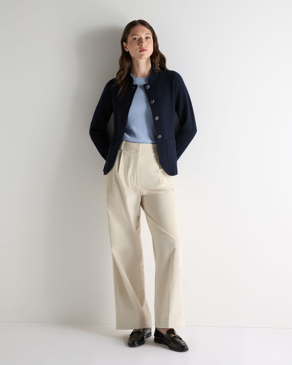 N.peal Women's Nehru Collar Cashmere Jacket In Navy Blue