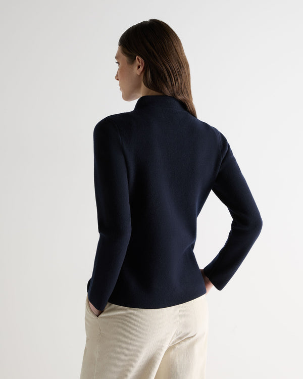 N.peal Women's Nehru Collar Cashmere Jacket In Navy Blue
