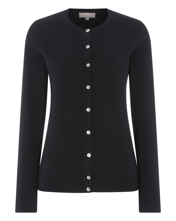 N.peal Women's Olivia Round Neck Cashmere Cardigan In Black
