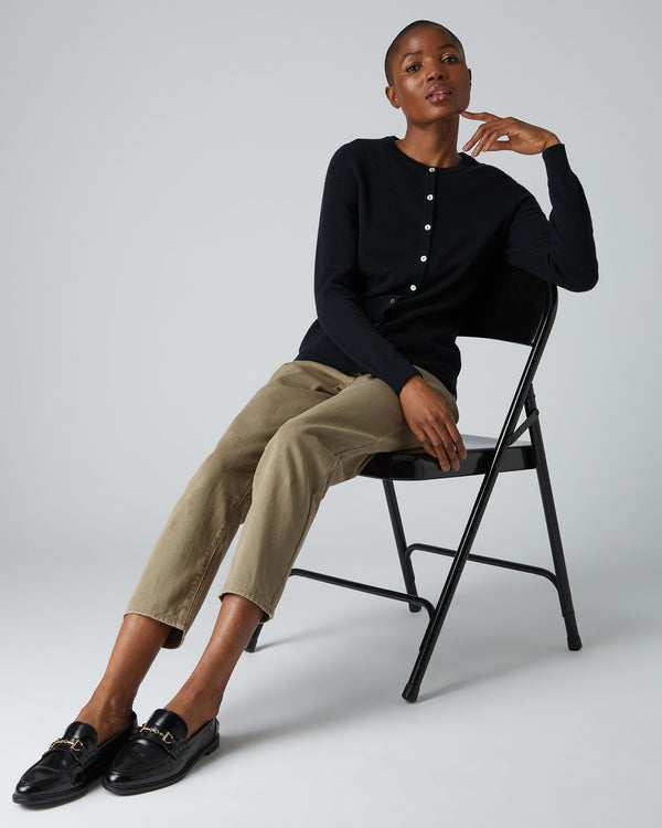 N.peal Women's Olivia Round Neck Cashmere Cardigan In Black