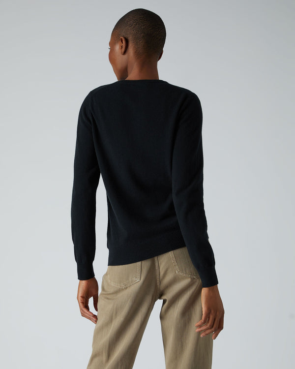 N.peal Women's Olivia Round Neck Cashmere Cardigan In Black