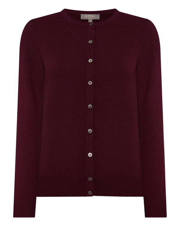 N.peal Women's Olivia Round Neck Cashmere Cardigan In Bordeaux Red