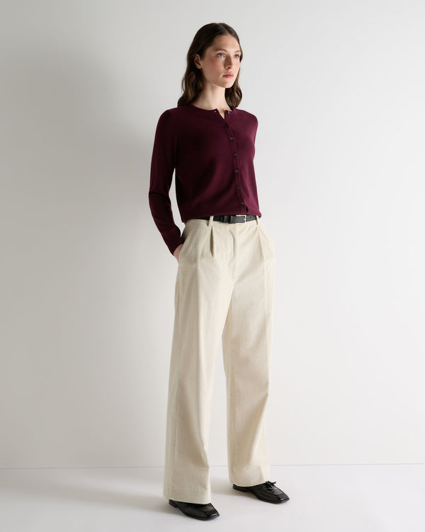 N.peal Women's Olivia Round Neck Cashmere Cardigan In Bordeaux Red