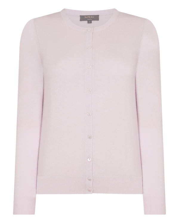 N.peal Women's Olivia Round Neck Cashmere Cardigan In Chalk Pink