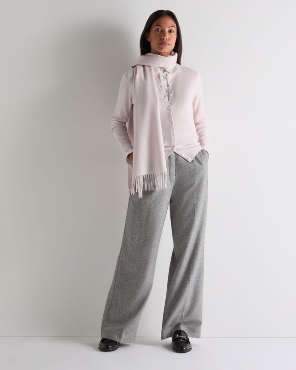 N.peal Women's Olivia Round Neck Cashmere Cardigan In Chalk Pink