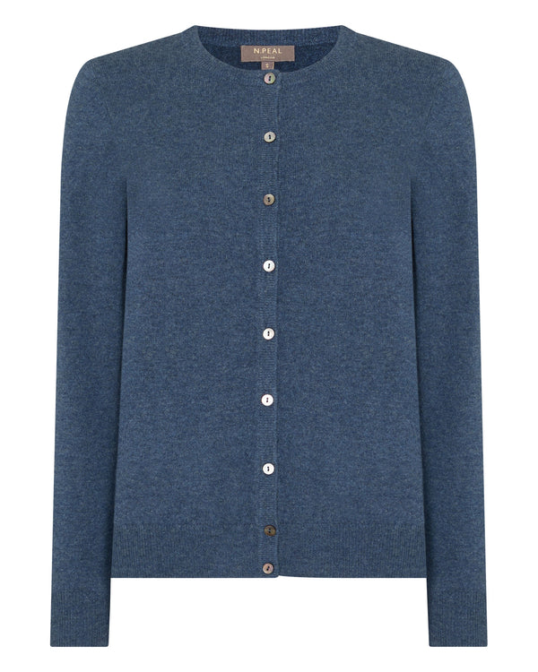 N.peal Women's Olivia Round Neck Cashmere Cardigan In Light Denim Blue