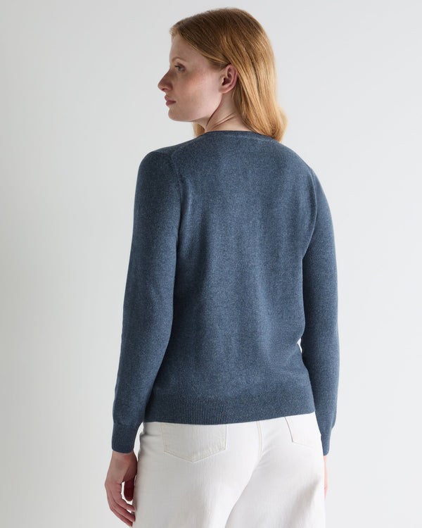 N.peal Women's Olivia Round Neck Cashmere Cardigan In Light Denim Blue