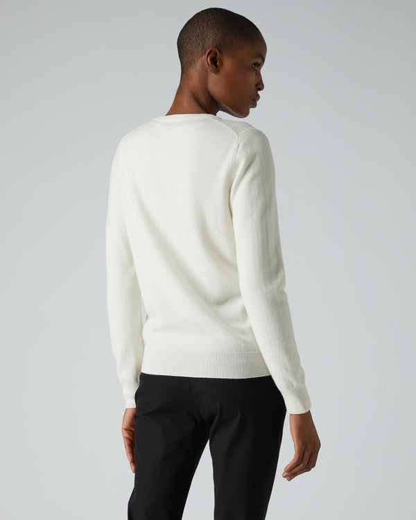 N.peal Women's Olivia Round Neck Cashmere Cardigan In New Ivory White