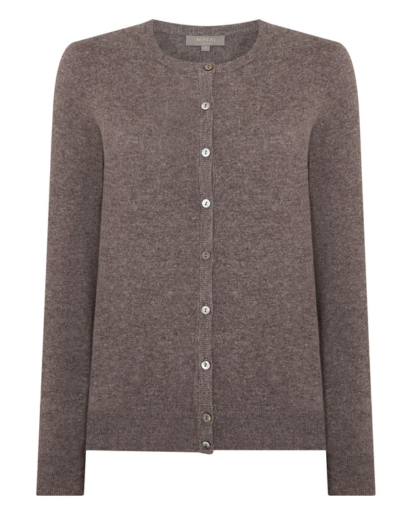 N.peal Women's Olivia Round Neck Cashmere Cardigan In Otter Brown