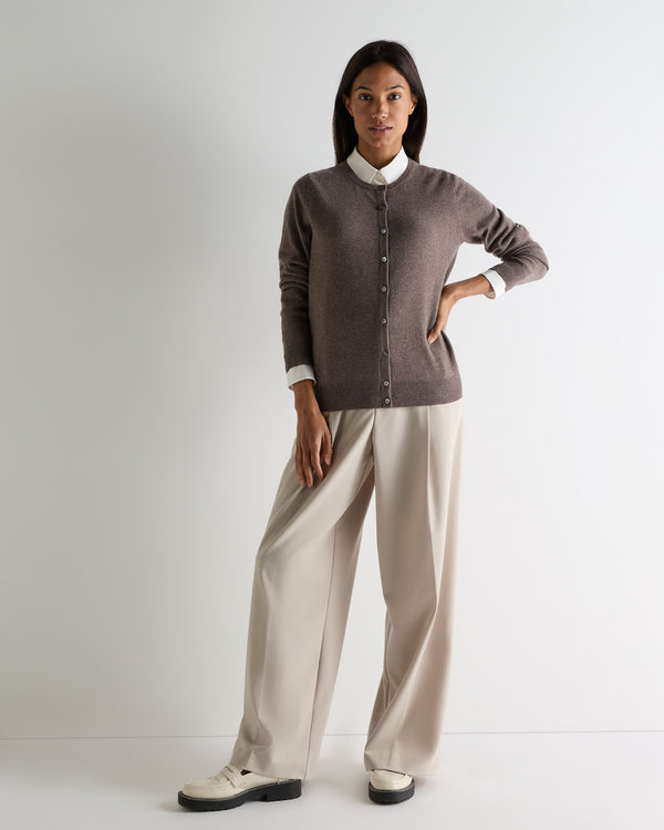 N.peal Women's Olivia Round Neck Cashmere Cardigan In Otter Brown