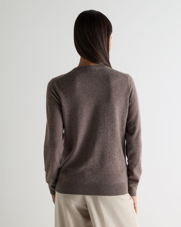 N.peal Women's Olivia Round Neck Cashmere Cardigan In Otter Brown