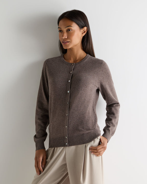 n.peal Women's Olivia Round Neck Cashmere Cardigan In Otter Brown