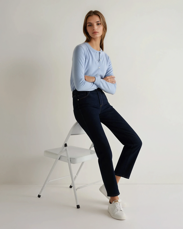 N.peal Women's Olivia Round Neck Cashmere Cardigan In Sea Mist Blue