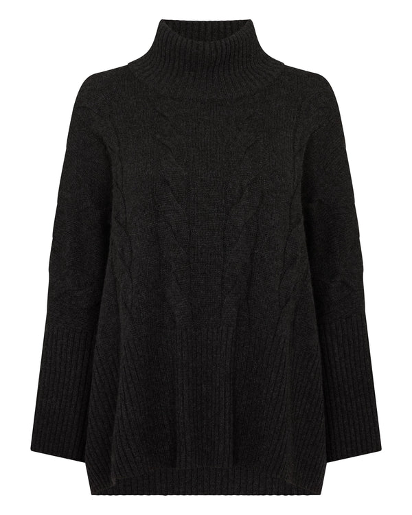 N.peal Women's Oversized Cable Cashmere Sweater In Deep Charcoal Grey
