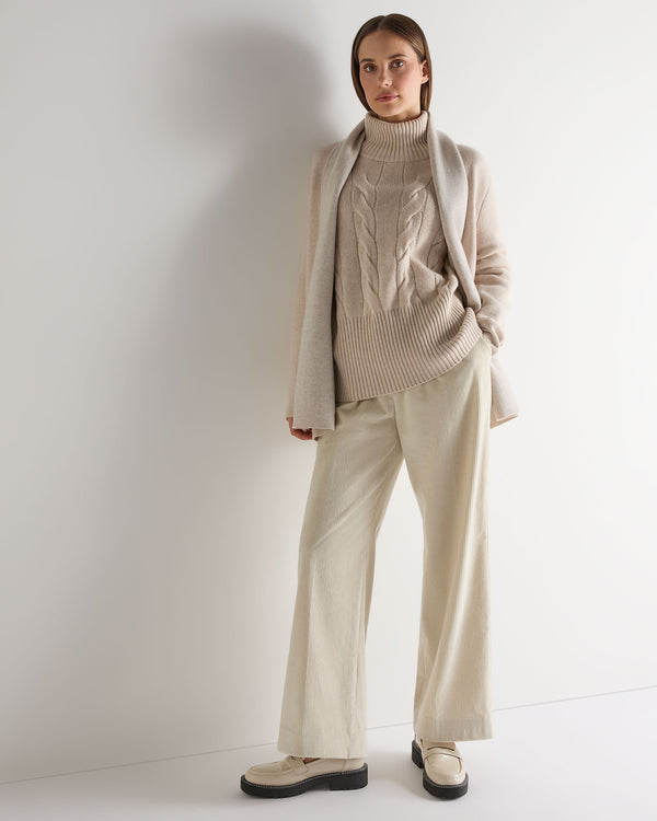 N.peal Women's Oversized Cable Cashmere Sweater In Ecru White