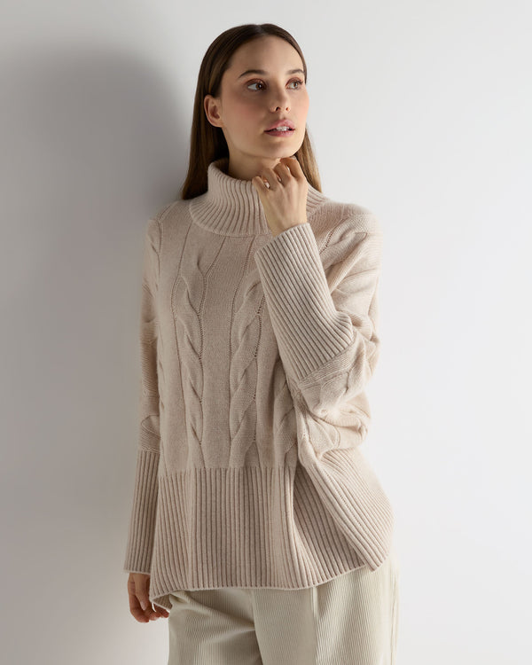 n.peal Women's Oversized Cable Cashmere Sweater In Ecru White