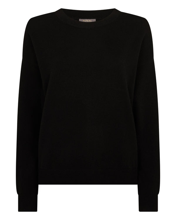 N.peal Women's Oversized Round Neck Cashmere Sweater In Black