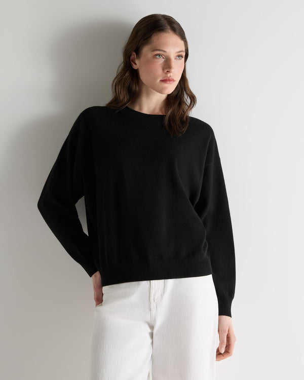 n.peal Women's Oversized Round Neck Cashmere Sweater In Black