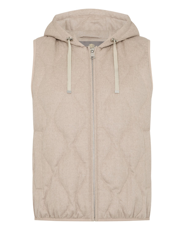 N.peal Women's Padded Gilet With Hood In Beige Brown