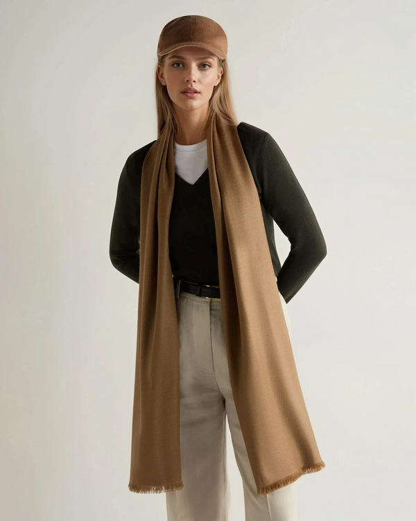 N.peal Women's Pashmina Cashmere Shawl In Dark Tan Brown