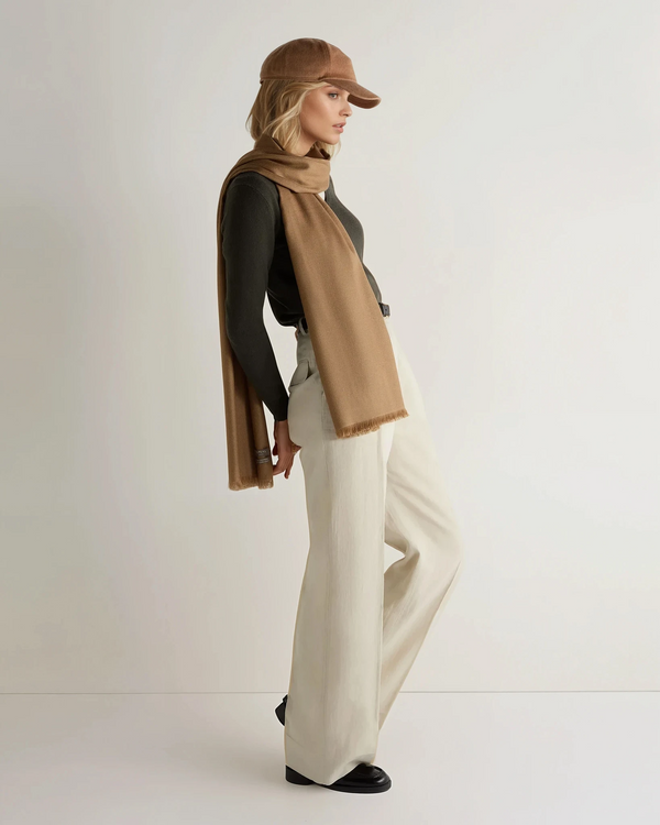 N.peal Women's Pashmina Cashmere Shawl In Dark Tan Brown