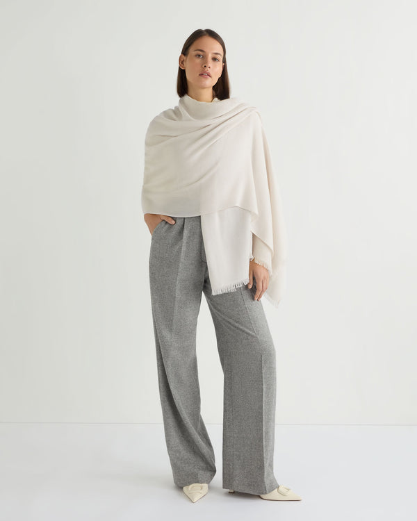 N.peal Women's Pashmina Cashmere Shawl In Frost White