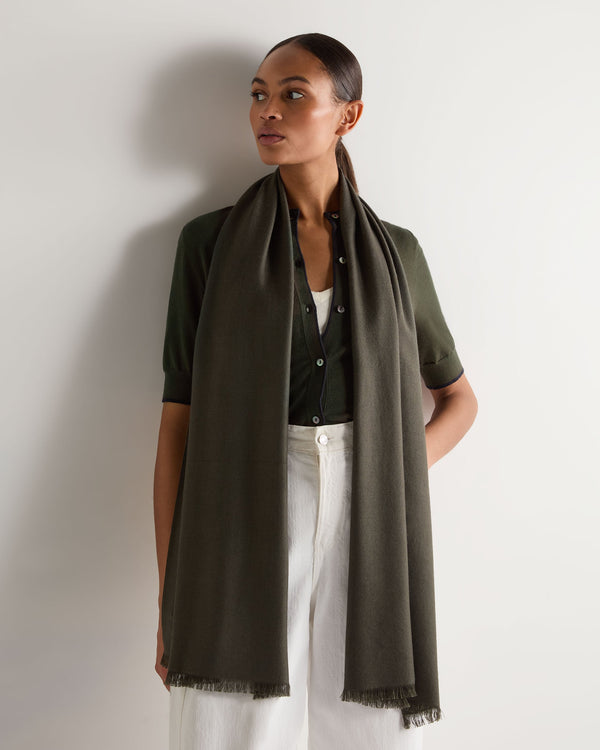 N.peal Women's Pashmina Cashmere Stole In Arabica Khaki Green