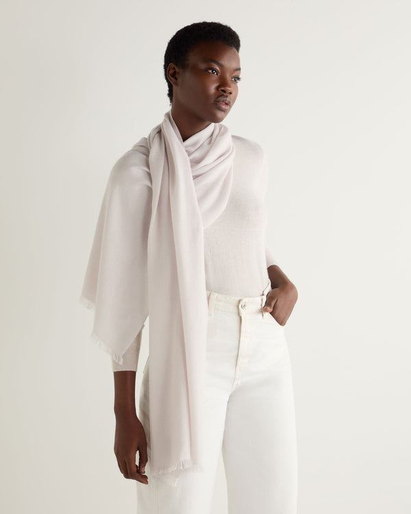 N.peal Women's Pashmina Cashmere Stole In Frost White