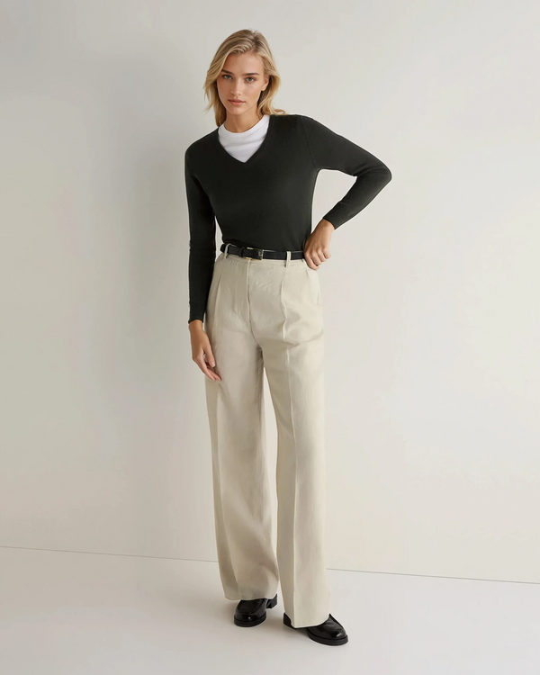 N.peal Women's Phoebe V Neck Cashmere Sweater In Arabica Khaki Green