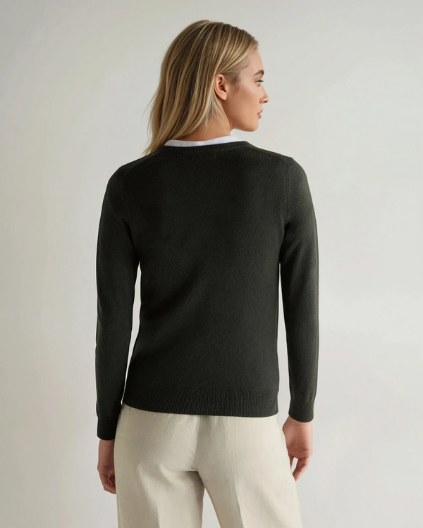 N.peal Women's Phoebe V Neck Cashmere Sweater In Arabica Khaki Green