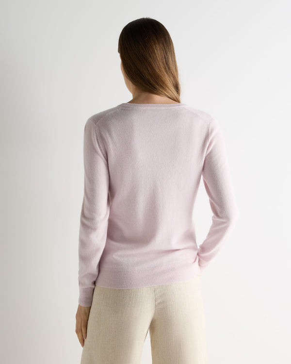 N.peal Women's Phoebe V Neck Cashmere Sweater In Chalk Pink
