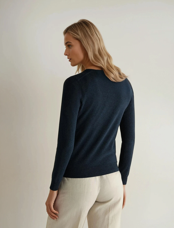 N.peal Women's Phoebe V Neck Cashmere Sweater In Indigo Blue