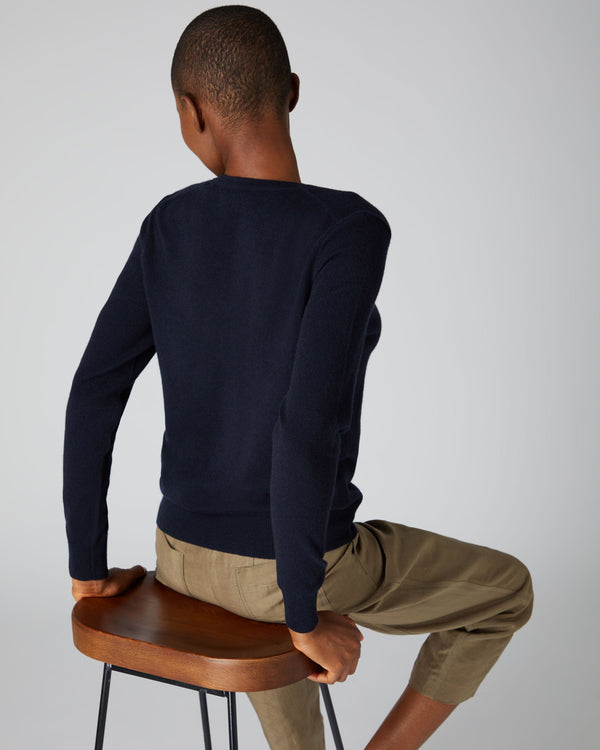 N.peal Women's Phoebe V Neck Cashmere Sweater In Navy Blue