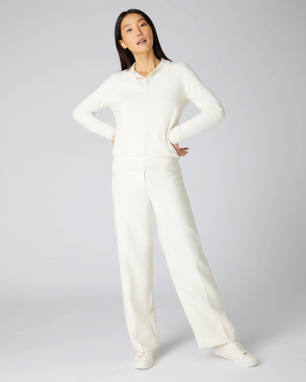 N.peal Women's Phoebe V Neck Cashmere Sweater In New Ivory White