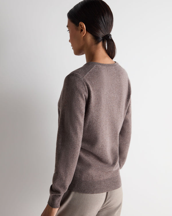 N.peal Women's Phoebe V Neck Cashmere Sweater In Otter Brown