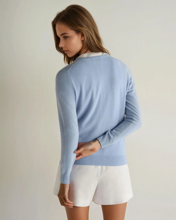 N.peal Women's Phoebe V Neck Cashmere Sweater In Sea Mist Blue