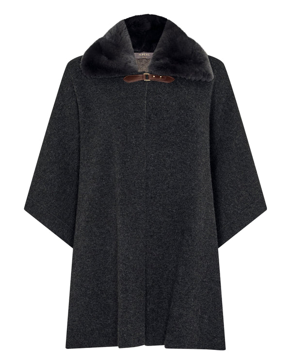 N.peal Women's Rex Collar Cape In Dark Graphite Grey