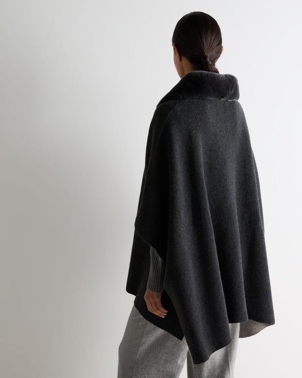 N.peal Women's Rex Collar Cape In Dark Graphite Grey