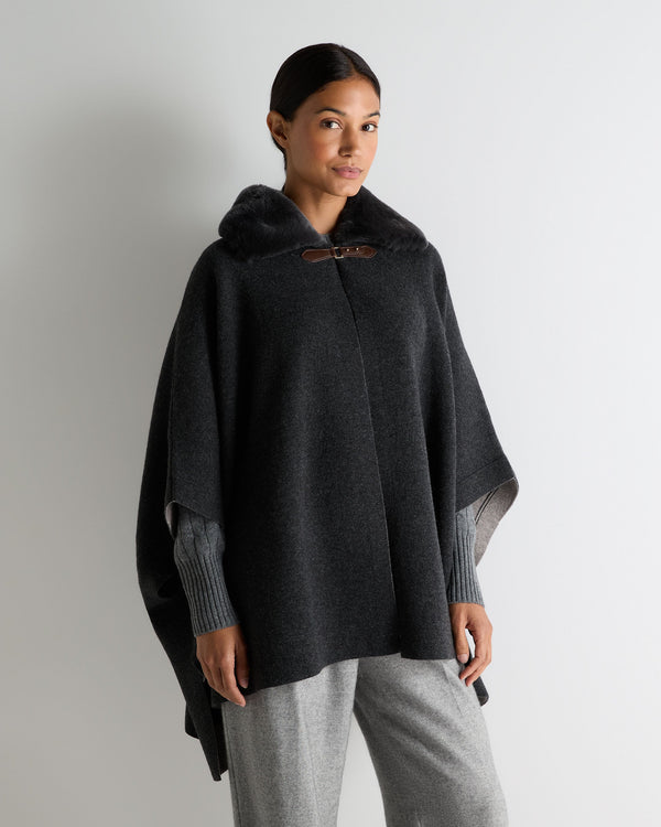n.peal Women's Rex Collar Cape In Dark Graphite Grey